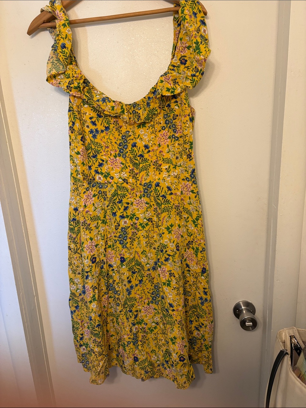Old Navy Yellow Floral Ruffle Midi Dress
